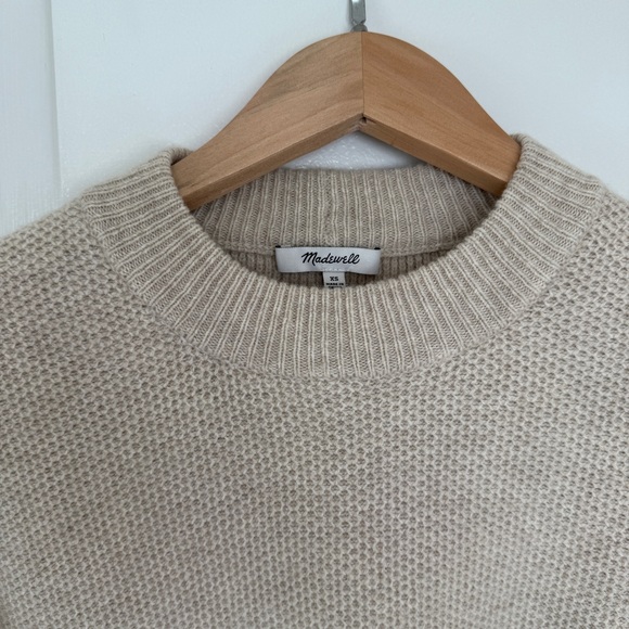 Madewell Mclean Pullover Sweater Merino Wool Pointelle sleeve Knit oatmeal XS - Picture 5 of 10